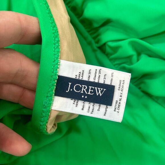J. Crew Swimsuit Womens 2X Plus Kelly Green Strapless Ruched One Piece Bathing - Picture 3 of 16